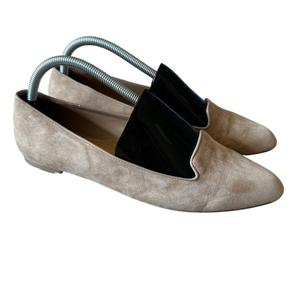 Talbots Beige Suede Leather Loafer Flats Slip On Shoes Office Business Womens 9M - Picture 1 of 7